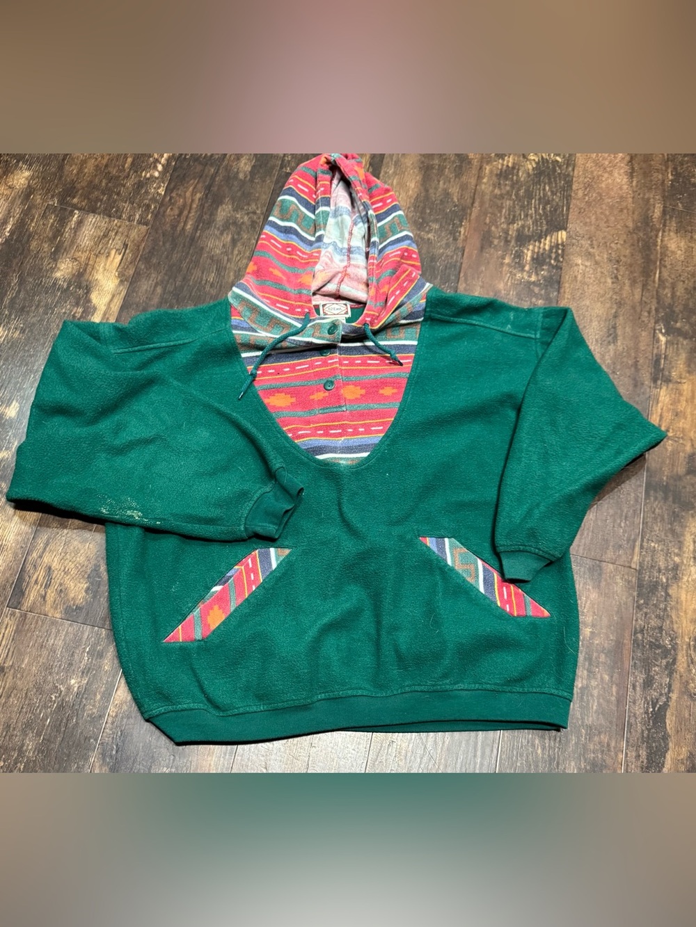 Vintage 62 East Southwest Theme Fleece Hoodie Pullover Size Large